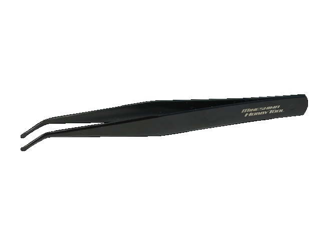 Mineshima F-109 Cation Coated Angled Tweezers for decals