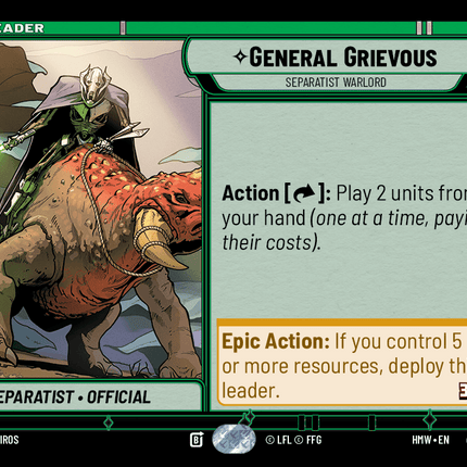 General Grievous - Separatist Warlord - Normal - Star Wars Unlimited Homeworlds card