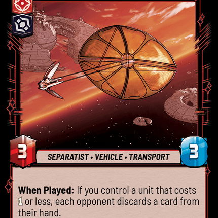 Dooku's Solar Sailer - Droid Army Portent - Normal - Star Wars Unlimited Homeworlds card