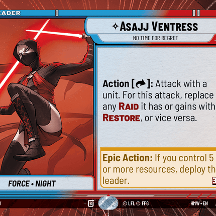 Asajj Ventress - No Time for Regret - Hyperspace - Star Wars Unlimited Homeworlds card