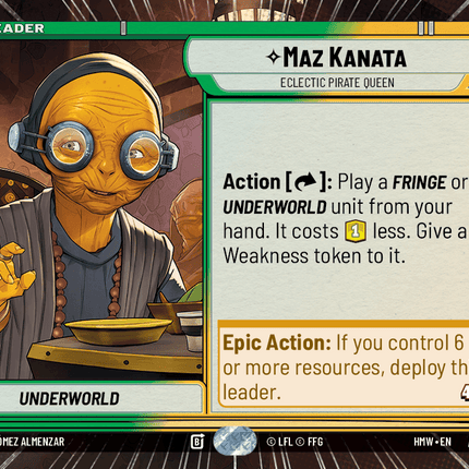 Maz Kanata - Eclectic Pirate Queen - Hyperspace - Star Wars Unlimited Homeworlds card