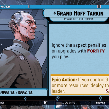 Grand Moff Tarkin // The Death Star - Tyrant of the Outer Rim // Icon of Tyranny - Hyperspace - Star Wars Unlimited Homeworlds card
