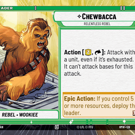 Chewbacca - Relentless Rebel - Hyperspace - Star Wars Unlimited Homeworlds card