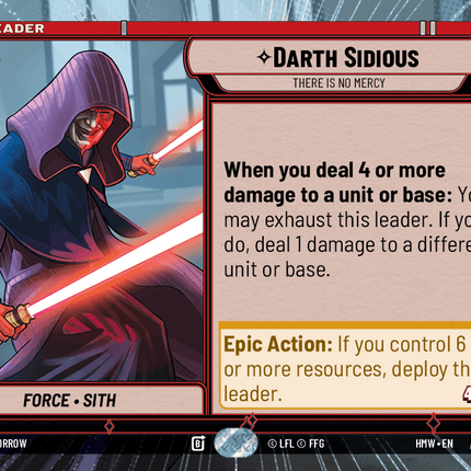 Darth Sidious - There is no Mercy - Hyperspace - Star Wars Unlimited Homeworlds card