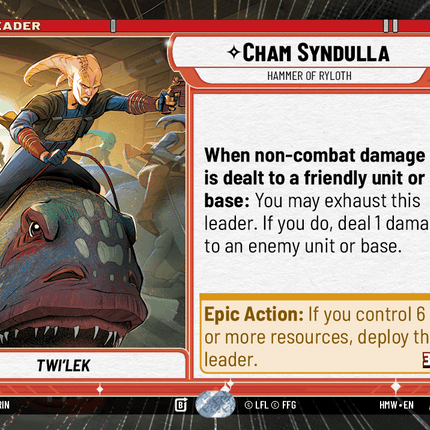 Cham Syndulla - Hammer of Ryloth - Hyperspace - Star Wars Unlimited Homeworlds card