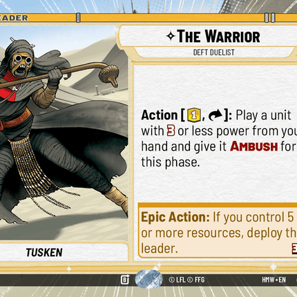 The Warrior - Deft Duelist - Hyperspace - Star Wars Unlimited Homeworlds card