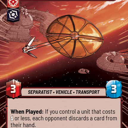 Dooku's Solar Sailer - Droid Army Portent - Hyperspace - Star Wars Unlimited Homeworlds card