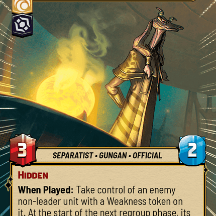 Rish Loo - Traitorous Minister - Hyperspace - Star Wars Unlimited Homeworlds card
